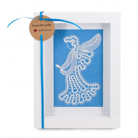 LACE PICTURE ANGEL, handmade lace picture, lace angel