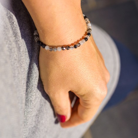 Črni turmalin kamena strela zapestnica, turmalin kvarc