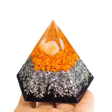 CITRINE and SHUNGITE Orgonite pyramid pentagram
