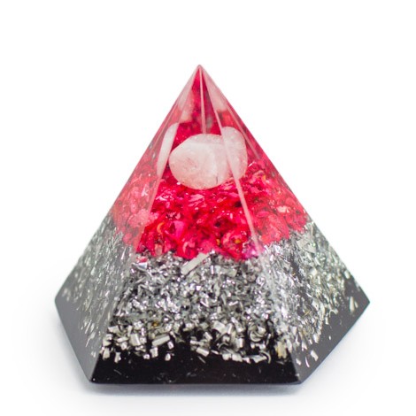 ORGONITE ROSE QUARTZ pyramid, home protection