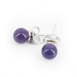 mini earrings with semi-precious stones, amethyst