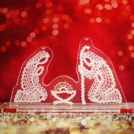 Pesebre de madera de Navidad, regalo, handamade gift, lace gifts, tradicional slovenian lace