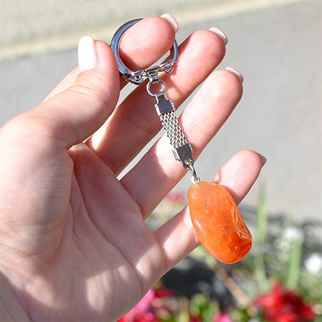carnelian crystal keychain, crystal carnelian, crystal shop