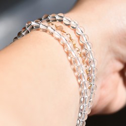 rock quartz, clear crystal quartz, bracelet with crystal beads