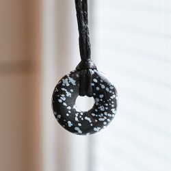 snow obsidian crystal, energy pendant, gift idea, healing power of crystal