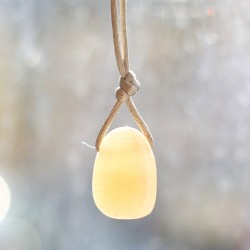 yellow calcite necklace pendant, crystal shop