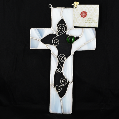 vitraž križ ideja za darilo birma, obhajilo krst