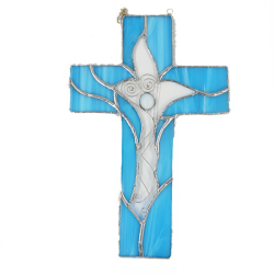 vitraž križ, vitraž tehnika, vitraž steklo, birma, obhajilo, krst, ideja za darilo