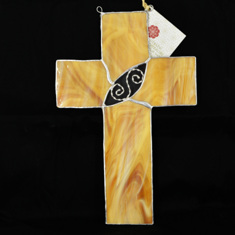 vitraž križ, vitraž darilo, vitraž tehnika, birma, obhajilo, krst, ideja za darilo, umetniški izdelek