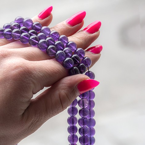 ametist, ametist kristal, ametist perle, kristalne perle, perle iz kristalov