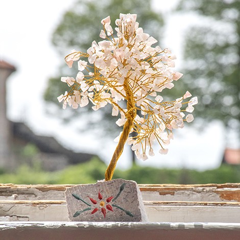 ROSE QUARTZ tree with crystals