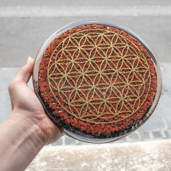 rdeči jaspis, orgonit, orgonit podstavek, rdeči jaspis orgonit, orgonit s kristali, orgonit proti sevanju, orgonit za prostor