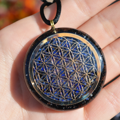 lapis lazuli, black tourmaline, orgonite necklace, orgonite jewelry, energy jewelry, communication crystal