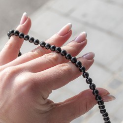 BLACK TOURMALINE pearls 6 mm