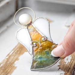 stained glass, stained glass angel, handmade, stained glass gift, unique gift