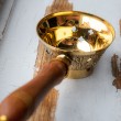 brass container, incense burning container, container with holder, smoking rituals