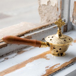 brass container, incense burning container, container with holder, smoking rituals