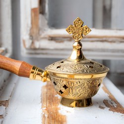 brass container, incense burning container, container with holder, smoking rituals