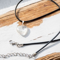 CLEAR QUARTZ child necklace heart