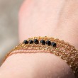 lace bracelet,golden with black crystals