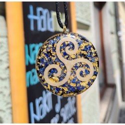 lapis lazuli, gold, black tourmaline, orgonite, orgonite necklace
