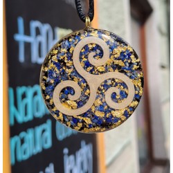 lapis lazuli, gold, black tourmaline, orgonite, orgonite necklace