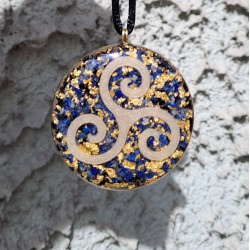 lapis lazuli, gold, black tourmaline, orgonite, orgonite necklace