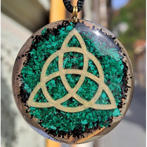 malachite, black tourmaline, orgonite, orgonite necklace