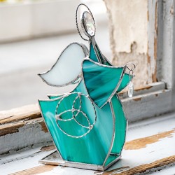 STAINED GLASS ANGEL 3D turquoise
