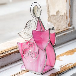 STAINED GLASS ANGEL 3D pink