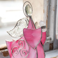STAINED GLASS ANGEL 3D pink