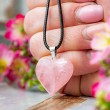 ROSE QUARTZ necklace heart with silver loop