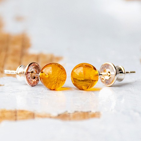 Jantar uhani srebrni