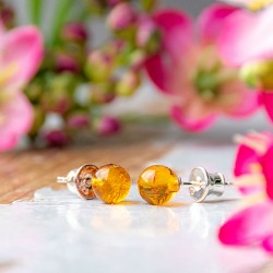 jantar srebrni uhani naskit