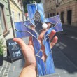 STAINED GLASS CROSS purple