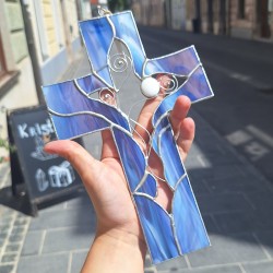 STAINED GLASS CROSS purple