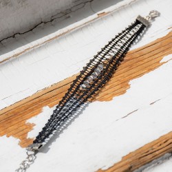 LACE BRACELET black with pearls