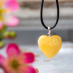 ORANGE CALCITE heart pendant silver