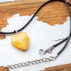 ORANGE CALCITE heart pendant silver