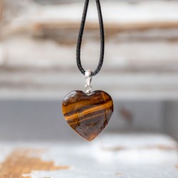 TIGER'S EYE necklace heart (silver hoop)