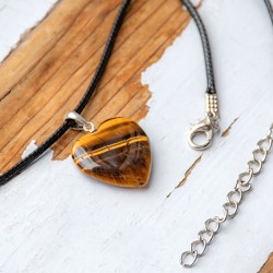 TIGER'S EYE necklace heart (silver hoop)
