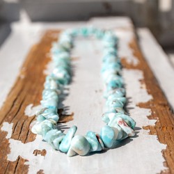 energecki nakit z larimarjem, ogrlica z modrim larimar kamnom, ogrlica za komunikacijo in mir larimar, unikatna larimar ogrlica