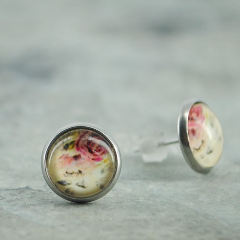 mini uhani aluminijasta žica epoksi smola nakit