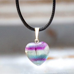 RAINBOW FLUORITE heart children's necklace