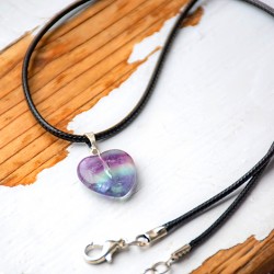 RAINBOW FLUORITE heart children's necklace