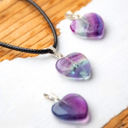 RAINBOW FLUORITE heart children's necklace