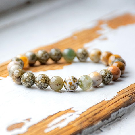 Oceanski jaspis
Zapestnica, unikaten nakit
Naravni kamen
Nakit, sprostitev