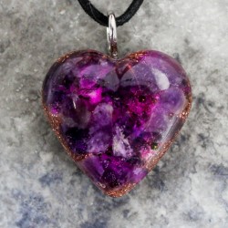 kristal ametist, orgonit, srček, verižica