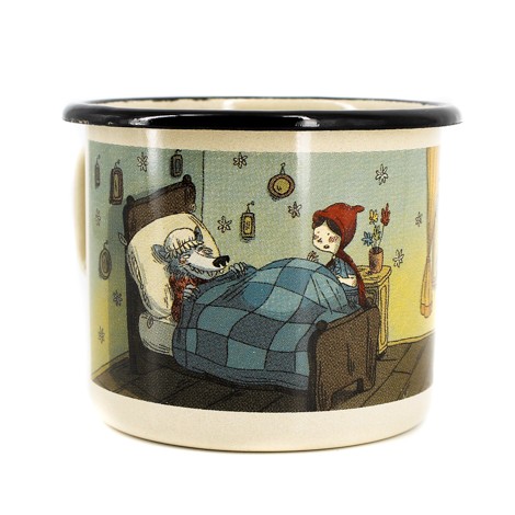 enamelled cup, cute cup, little red riding hood cup