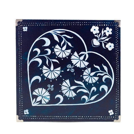 shielded edges, PICTURE, handmade, heart with flower ornament